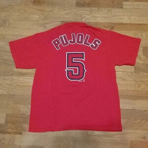 LA Angels Albert Pujols Red Majestic Tee Size Large